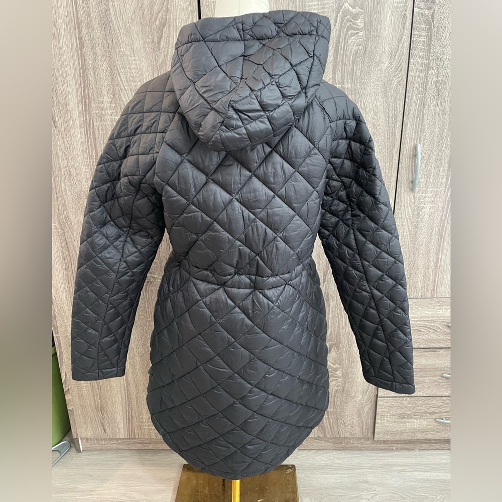 ATHLETA Whisper Black Quilted Puffer Jacket Parka. Size S *small flaw. - Picture 2 of 10